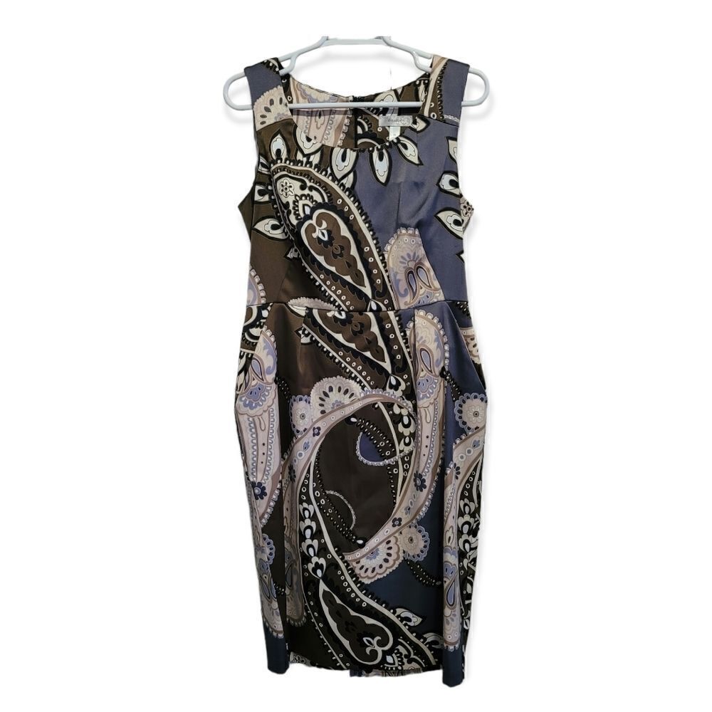 Paisley Print Sheath Dress With Pockets